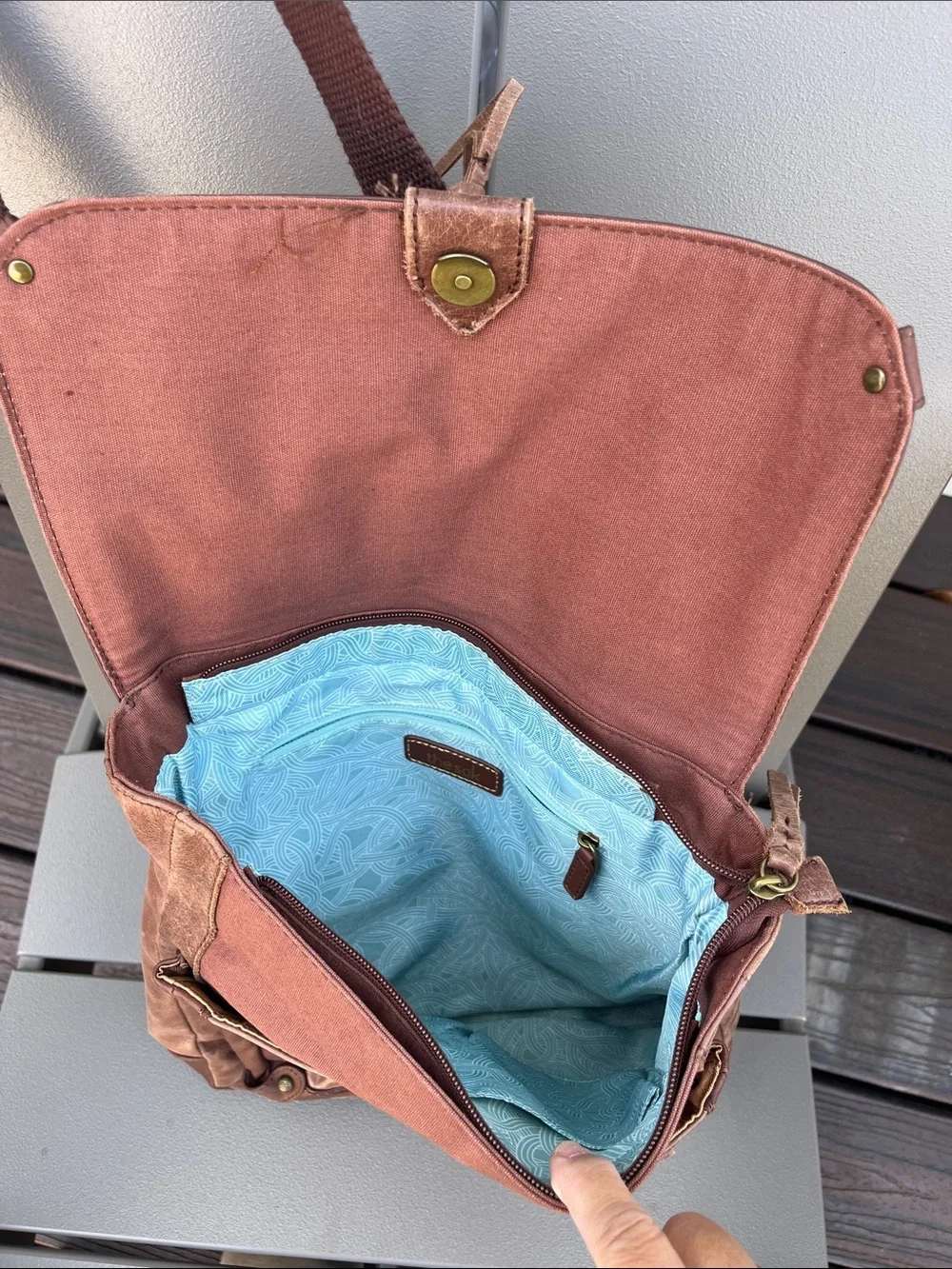 The Sak Distressed Brown Leather Crossbody Backpack